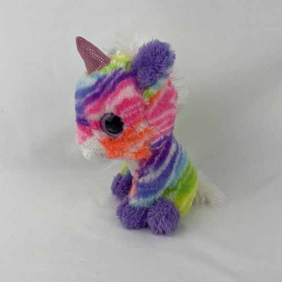 MTY International Unicorn 8” Plush Pastel Rainbow Pink Glitter Eyes Stuffed Toy - Picture 2 of 8